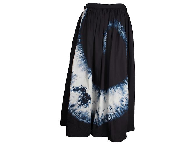 Falda midi Christian Dior Tie-Dye de algodón azul marino - vista 3
