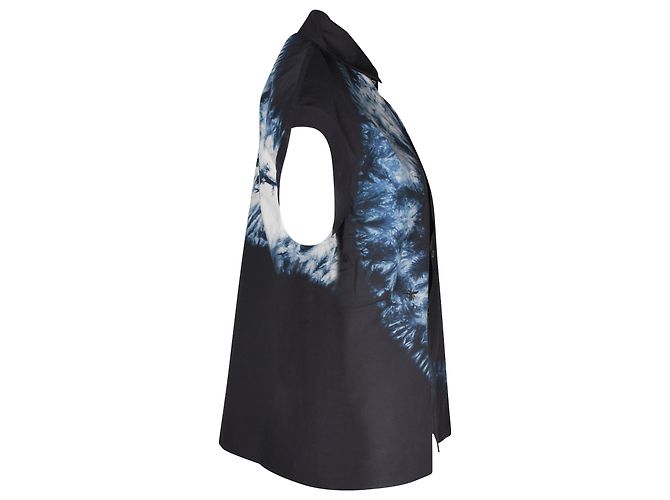 Camicia a maniche corte Christian Dior Tie-Dye in cotone blu navy - vista 2