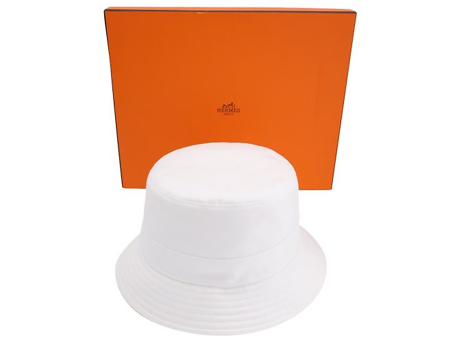 Hermès Cappello da pescatore Hermes Chapeau James in cotone bianco - vista 8