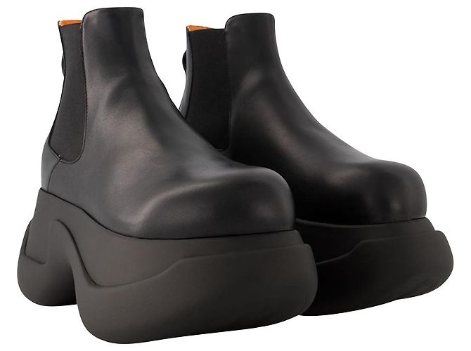 Chunky Chelsea Boots - Marni - Leather - Black - view 2