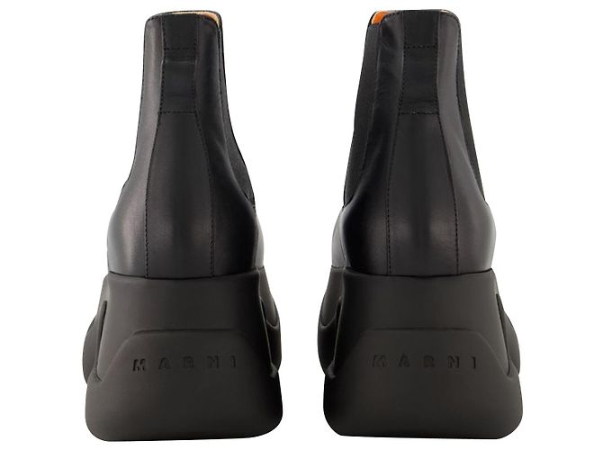 Chunky Chelsea Boots - Marni - Leather - Black - view 3