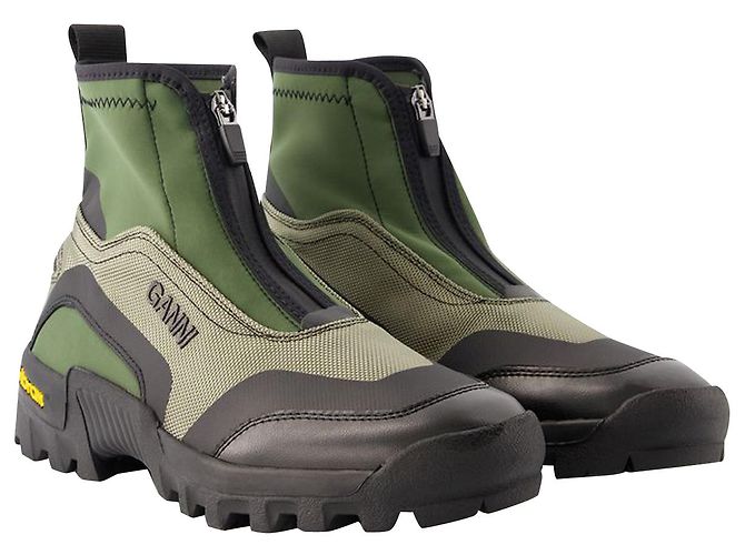 Baskets Hautes Performance - Ganni - Polyester - Kaki - vue 2