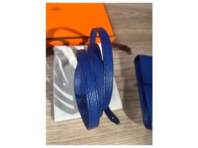 Hermès Clic 16 WOC Blu in Pelle Chevre - vista 11