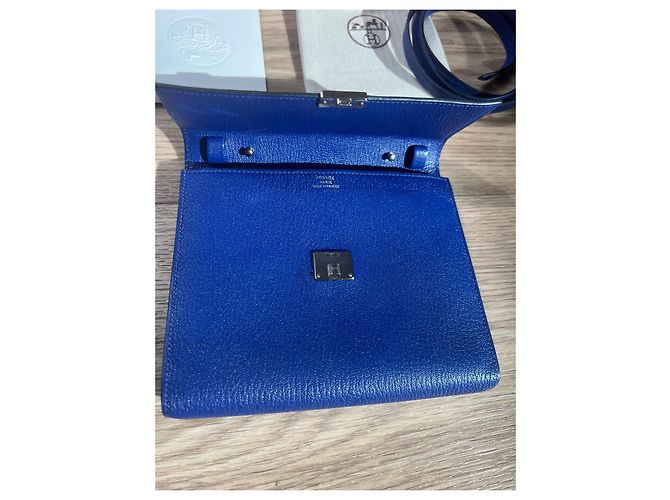 Hermès Clic 16 WOC Blu in Pelle Chevre - vista 13
