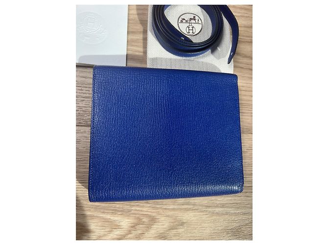 Hermès Clic 16 WOC Blu in Pelle Chevre - vista 7