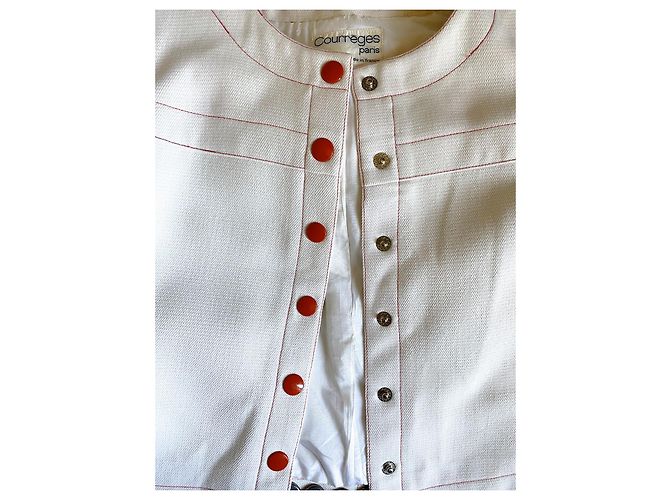 Courreges Rock Anzug Eggshell Baumwolle Größe 36 Aus weiß - Ansicht 7