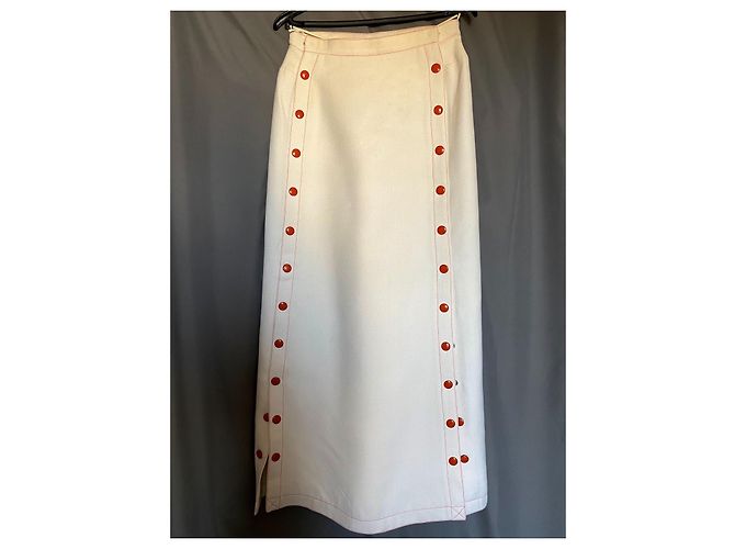 Courreges Rock Anzug Eggshell Baumwolle Größe 36 Aus weiß - Ansicht 8