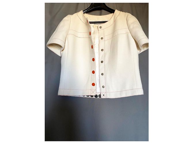 Courreges Rock Anzug Eggshell Baumwolle Größe 36 Aus weiß - Ansicht 9