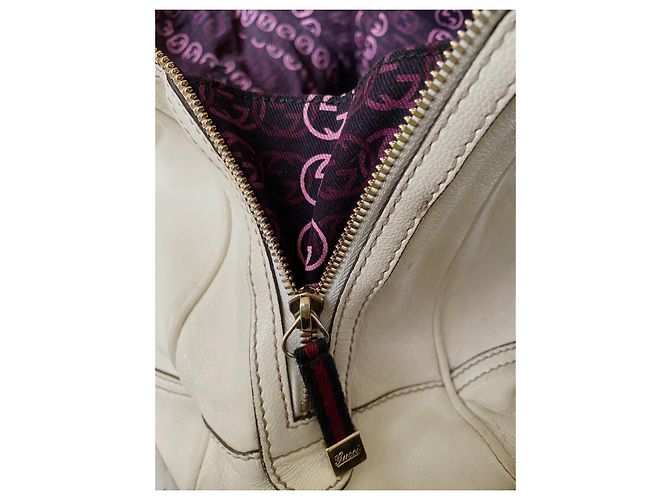 Borsa weekend Princy Gucci XXL in pelle eggshell Bianco sporco - vista 4