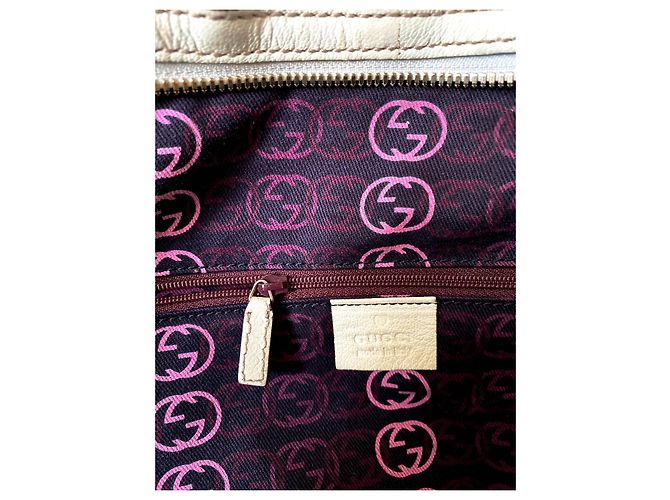 Borsa weekend Princy Gucci XXL in pelle eggshell Bianco sporco - vista 7