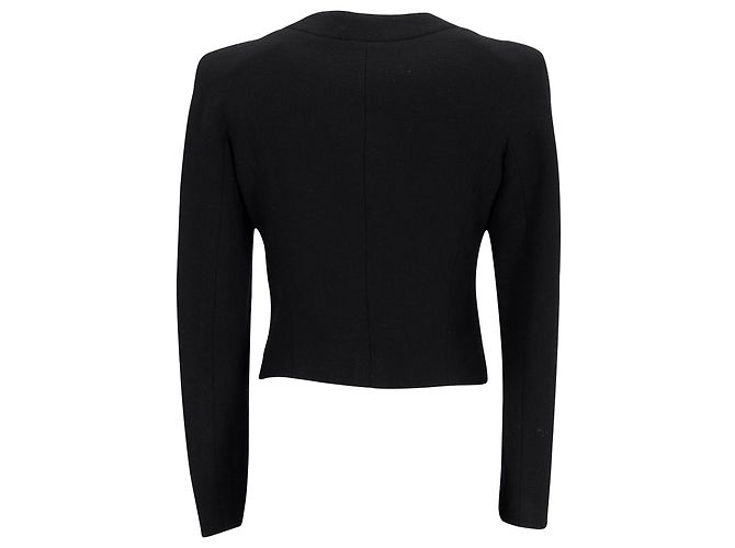 Timeless Asymmetrischer, maßgeschneiderter Chanel-Blazer aus schwarzer Wolle - vista 3