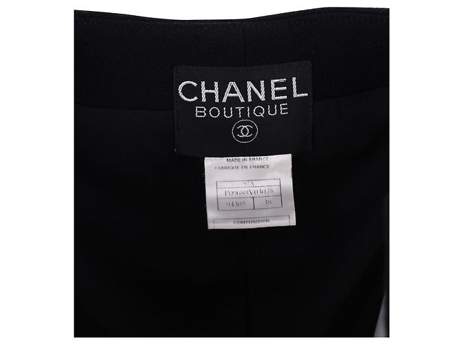 Timeless Asymmetrischer, maßgeschneiderter Chanel-Blazer aus schwarzer Wolle - vista 4