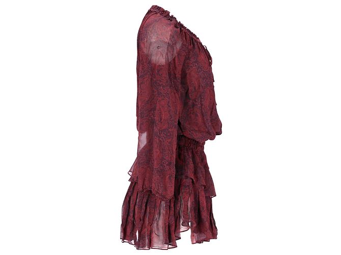 Minivestido escalonado de algodón burdeos de LoveShackFancy - vista 2