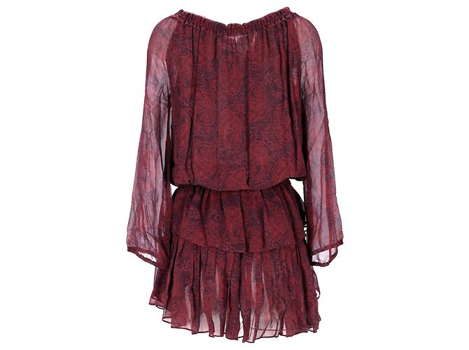Minivestido escalonado de algodón burdeos de LoveShackFancy - vista 3