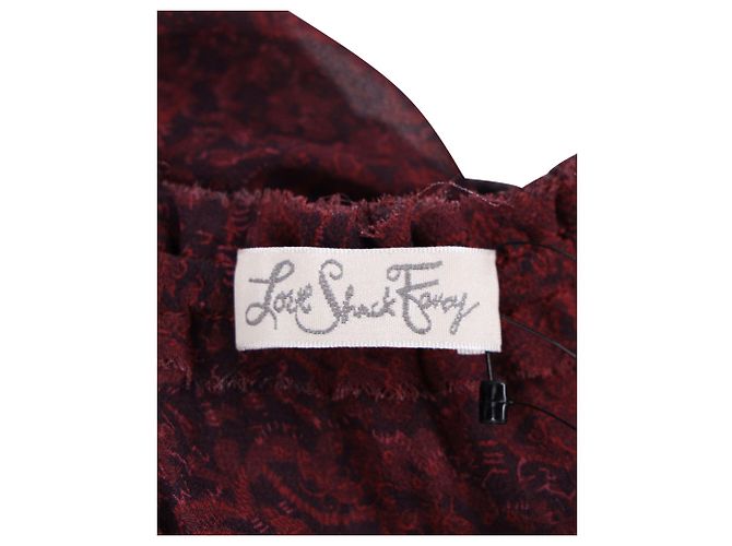 Minivestido escalonado de algodón burdeos de LoveShackFancy - vista 4