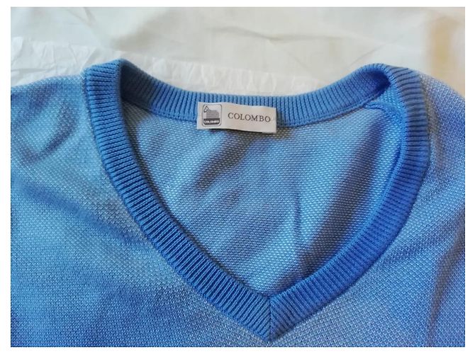 Colombo Light Blue Cotton Silk Sweater - view 3