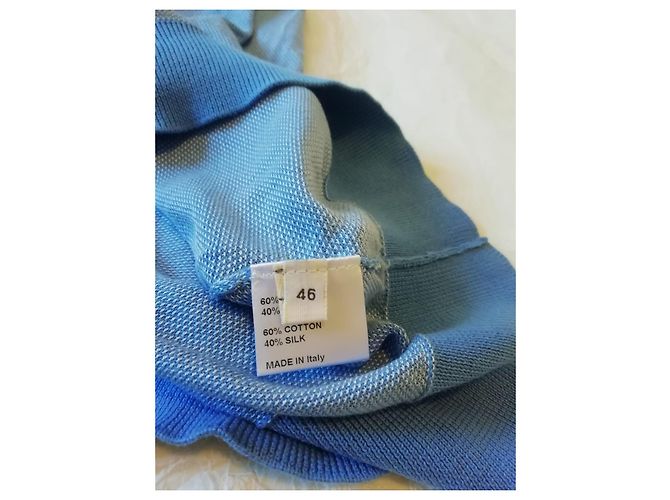 Colombo Light Blue Cotton Silk Sweater - view 4