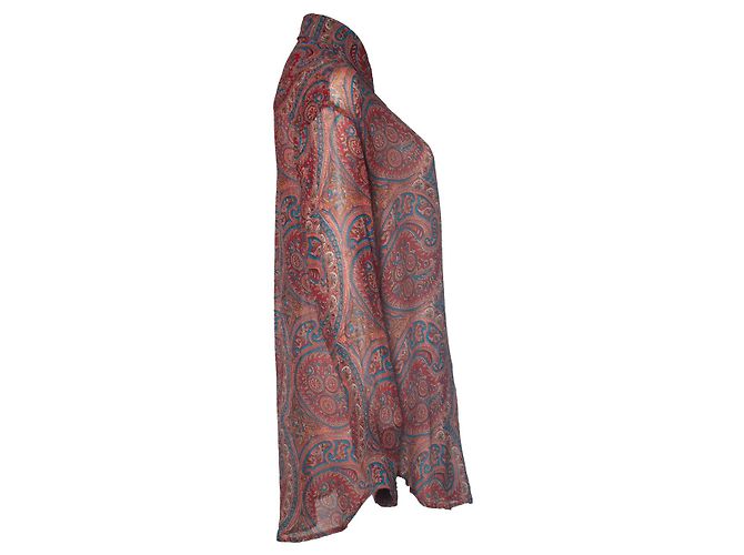 ETRO, camicetta trasparente con stampa Paisley in rosso - vista 4