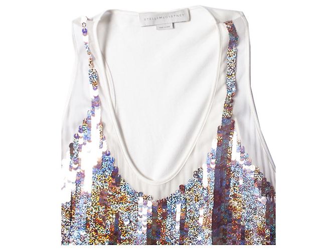Stella Mc Cartney Stella McCartney, camiseta sin mangas con lentejuelas Blanco - vista 8