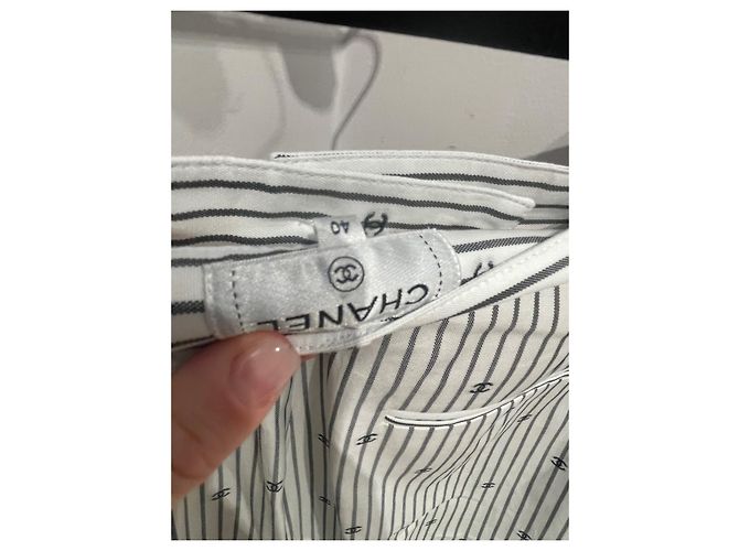 Chanel Pantalones, polainas Negro Blanco - vista 6