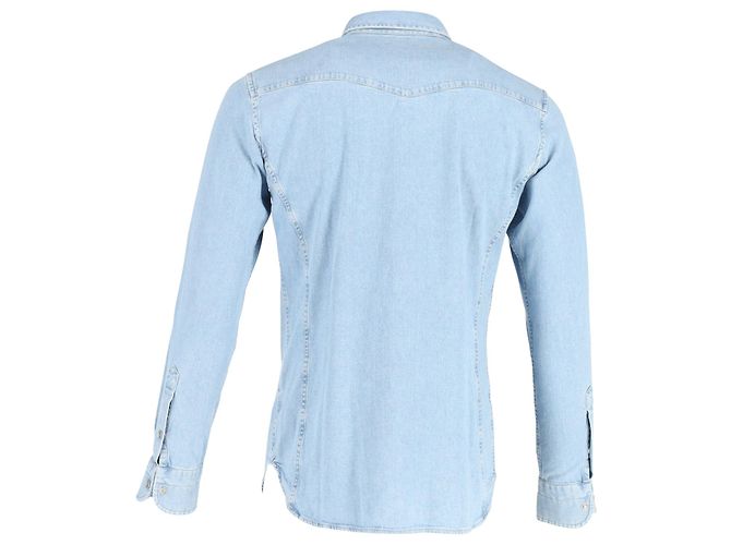 Camicia Western Denim Tom Ford in cotone azzurro - vista 3