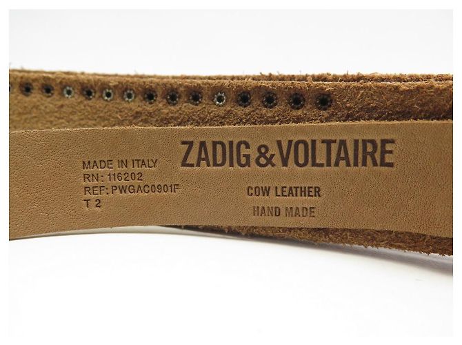 NEUER ZADIG & VOLTAIRE STARLIGHT PWGAC-GÜRTEL0901F T2 90 GÜRTEL AUS KAMELLEDER - Ansicht 3