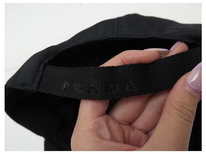 NEUE PRADA-KAPPE SCHWARZES RE-NYLON-CANVAS-GRÖSSE 57-64 XL SCHWARZE CANVAS-KAPPE - Ansicht 9