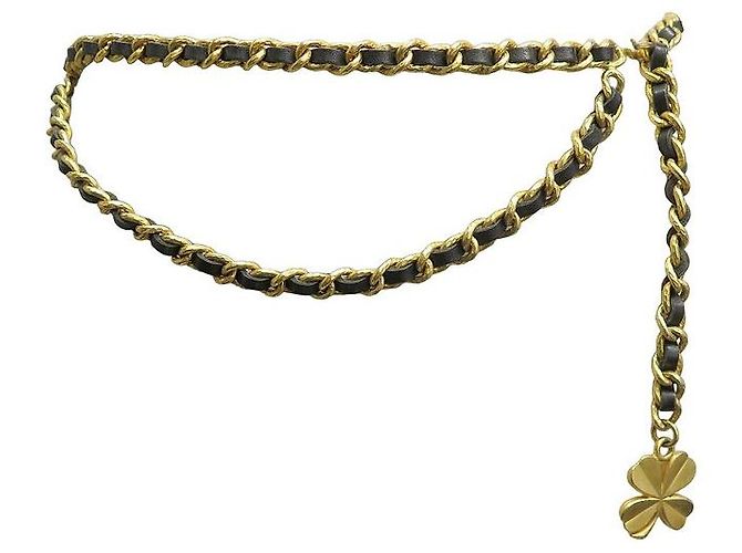 VINTAGE CHANEL GÜRTELKETTE HALSKETTE 75 CM KLEEMEDAILLON 1993 Gürtel Golden - Ansicht 2