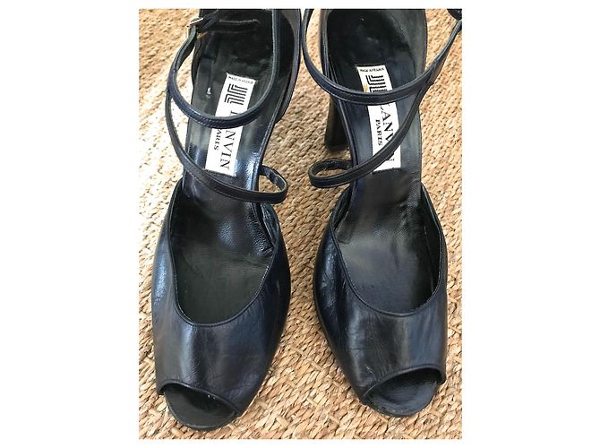 Vintage-Lanvin-Lederpumps Dunkelblau - Ansicht 4