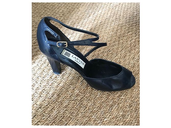 Vintage-Lanvin-Lederpumps Dunkelblau - Ansicht 8