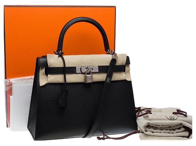 Hermès Kelly 28 in pelle Epson nera Nero - vista 2