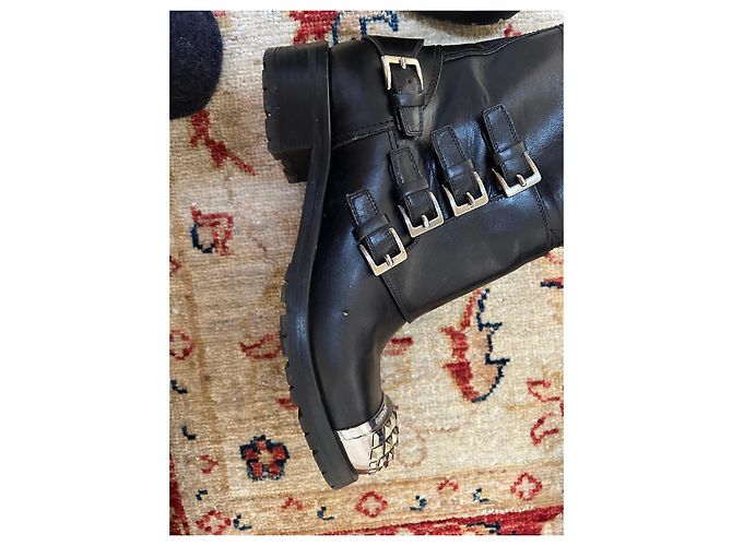 Stivaletti Biker Miu Miu in pelle nera Nero - vista 3