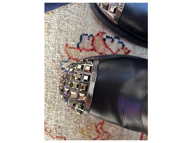 Stivaletti Biker Miu Miu in pelle nera Nero - vista 5