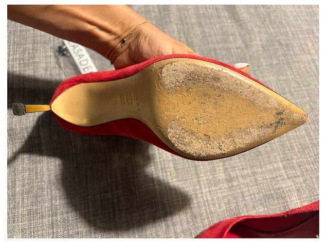 Casadei Blade Pumps Rot Samt Goldener Absatz - Ansicht 3