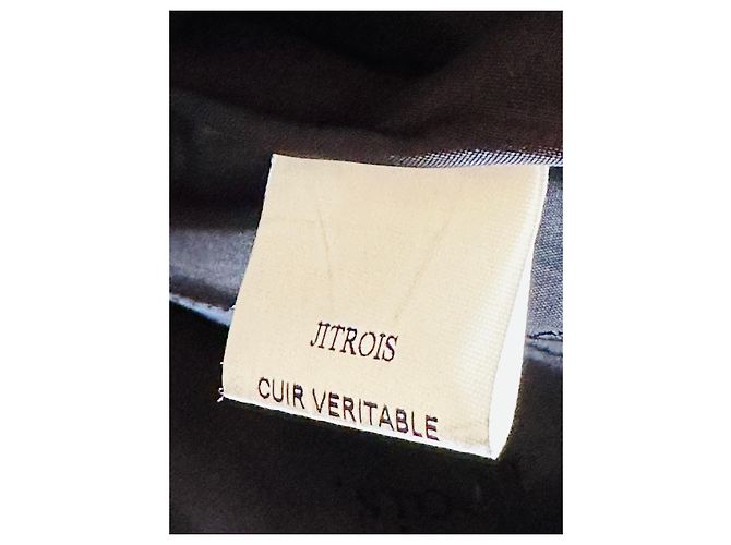 Giacca Jitrois in pelle nera, seta e strass Nero - vista 10