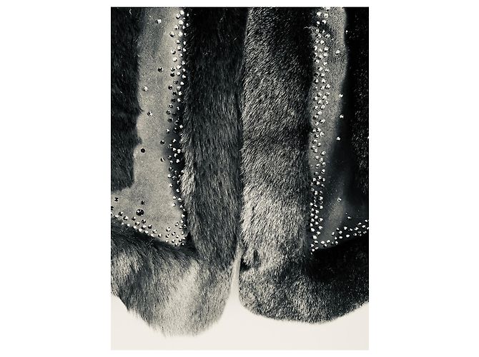 Giacca Jitrois in pelle nera, seta e strass Nero - vista 4