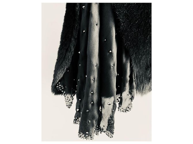 Giacca Jitrois in pelle nera, seta e strass Nero - vista 5