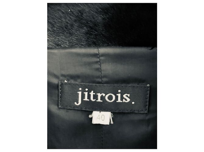 Giacca Jitrois in pelle nera, seta e strass Nero - vista 9