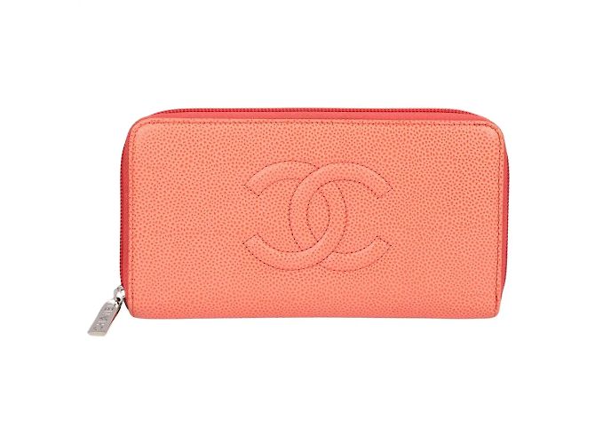 Cartera larga CHANEL Timeless en piel caviar coral - vista 9