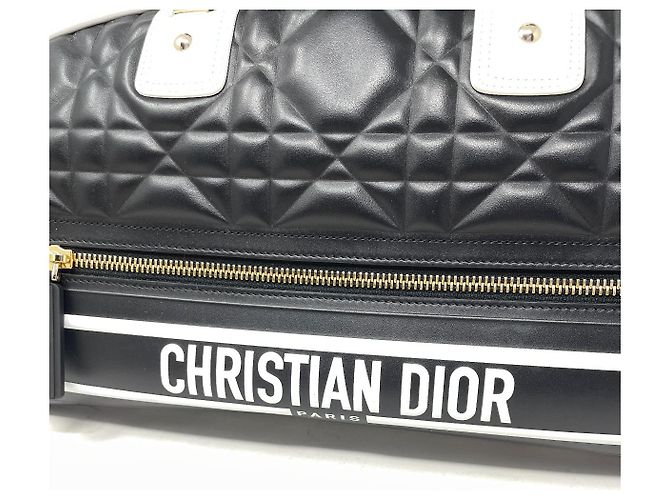 Borsa a mano Christian Dior Bowling Vibe in pelle nero bianco - vista 11