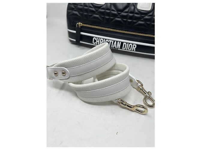 Borsa a mano Christian Dior Bowling Vibe in pelle nero bianco - vista 13