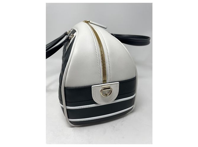 Borsa a mano Christian Dior Bowling Vibe in pelle nero bianco - vista 8