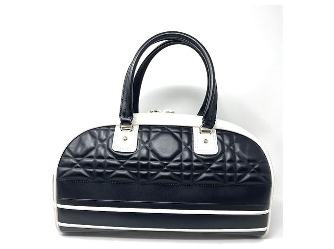 Borsa a mano Christian Dior Bowling Vibe in pelle nero bianco - vista 9