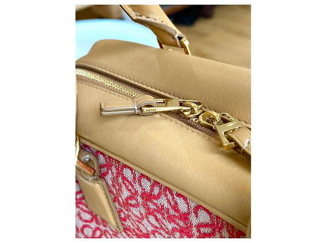 Borsa Loewe Amazona 23 in jacquard e pelle beige - vista 4