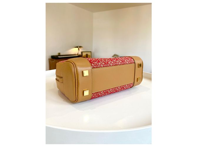 Borsa Loewe Amazona 23 in jacquard e pelle beige - vista 6