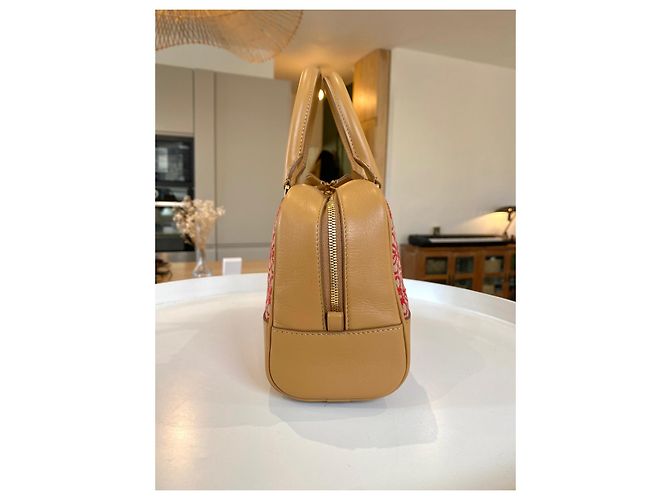 Borsa Loewe Amazona 23 in jacquard e pelle beige - vista 8