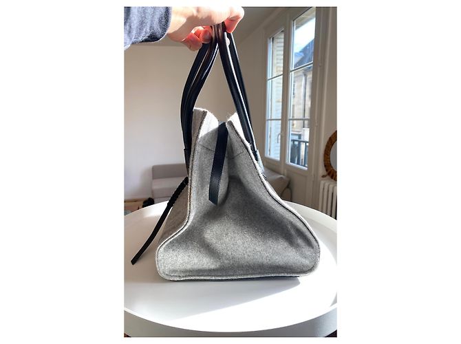 Borsa Céline Phantom Luggage in lana e pelle nera Nero Grigio - vista 11