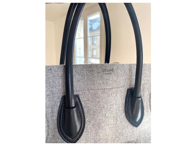 Borsa Céline Phantom Luggage in lana e pelle nera Nero Grigio - vista 14