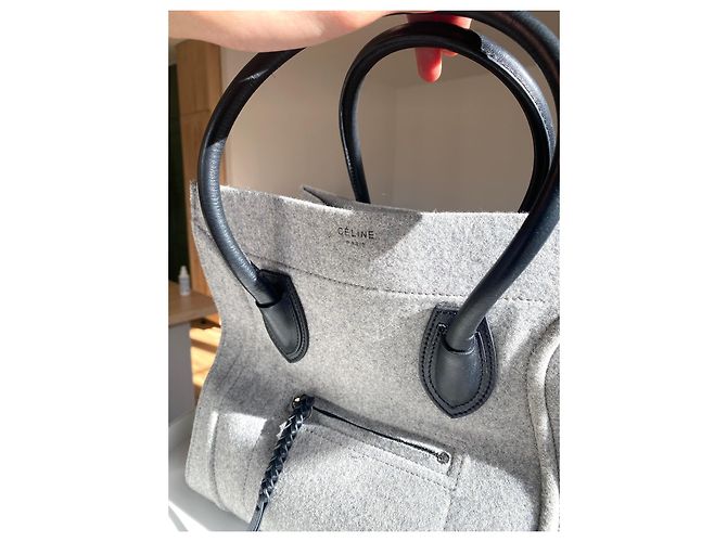 Borsa Céline Phantom Luggage in lana e pelle nera Nero Grigio - vista 4