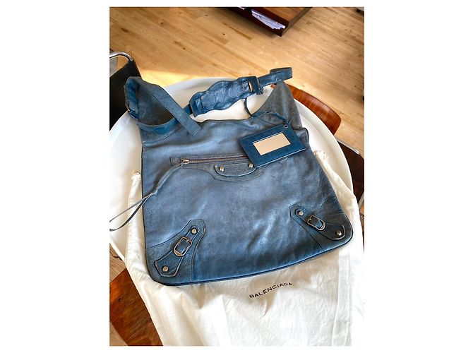 Borsa Balenciaga in pelle blu grigio - vista 10